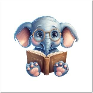 Elephant with Book Posters and Art